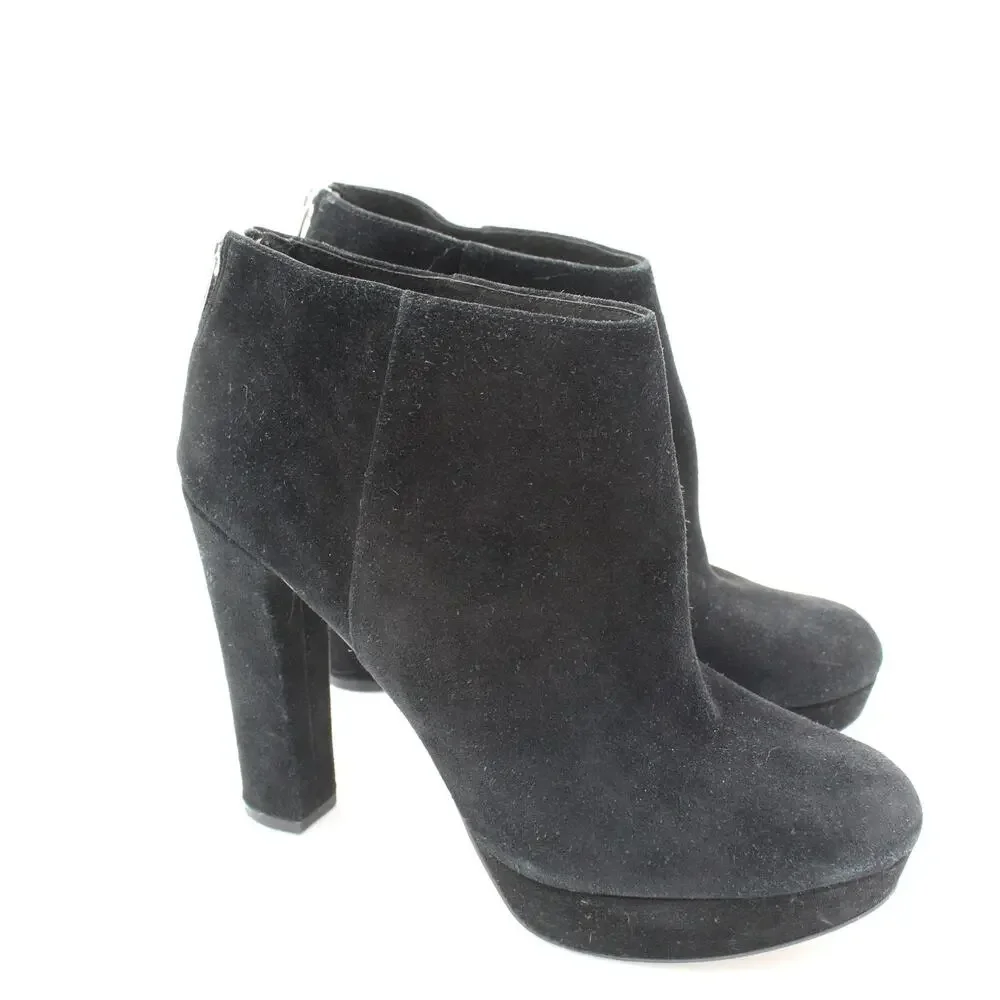 Michael Kors Boots Suede Womens 9.5 Black Bootie Zip Classic Heels Festival Boho